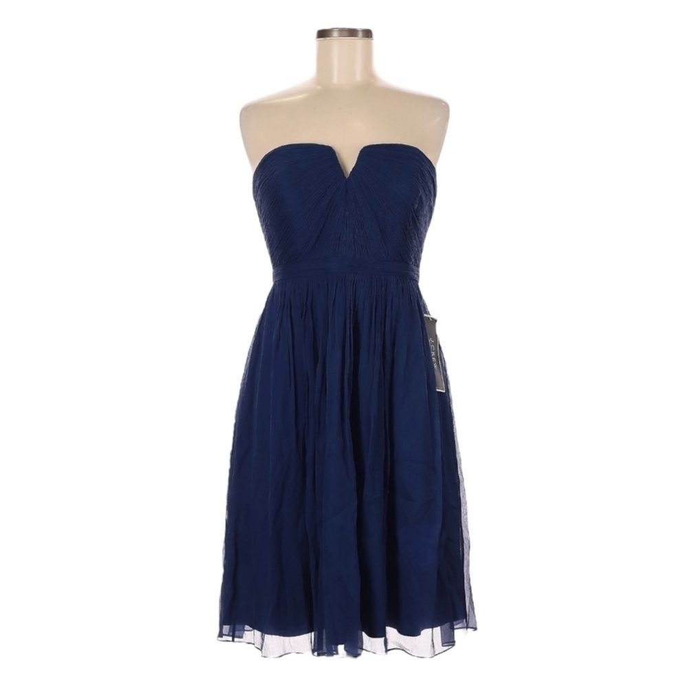 J.Crew Selma Strapless Silk Taffeta Dress Navy Blue 6 Cocktail Bridesmaid NWT